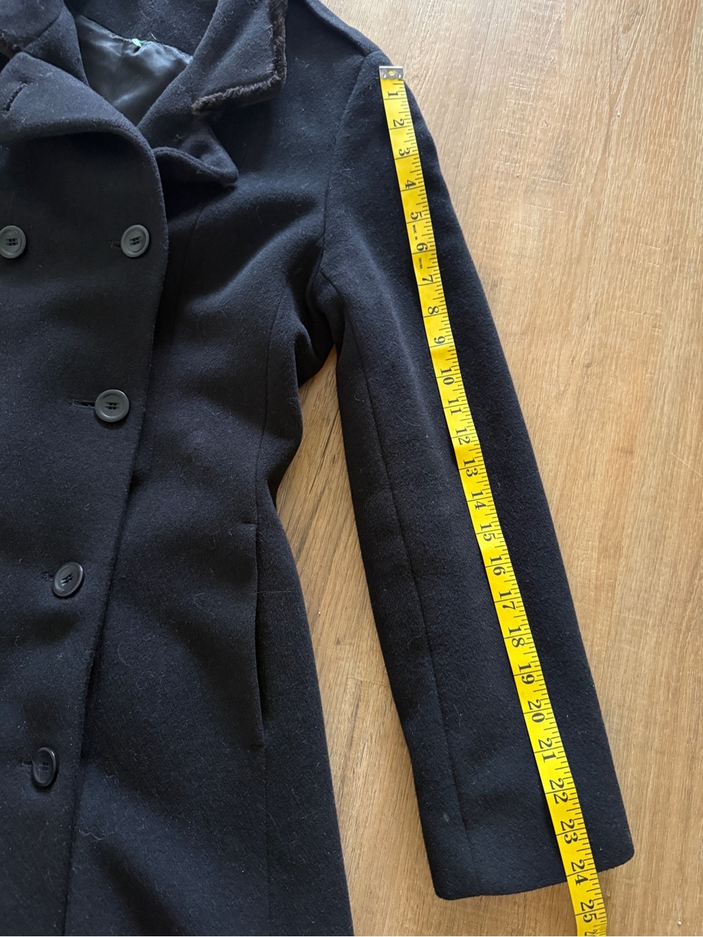 Vintage Angora Black Maxi Coat Classic Minimalist Feminine S - Picture 12 of 15